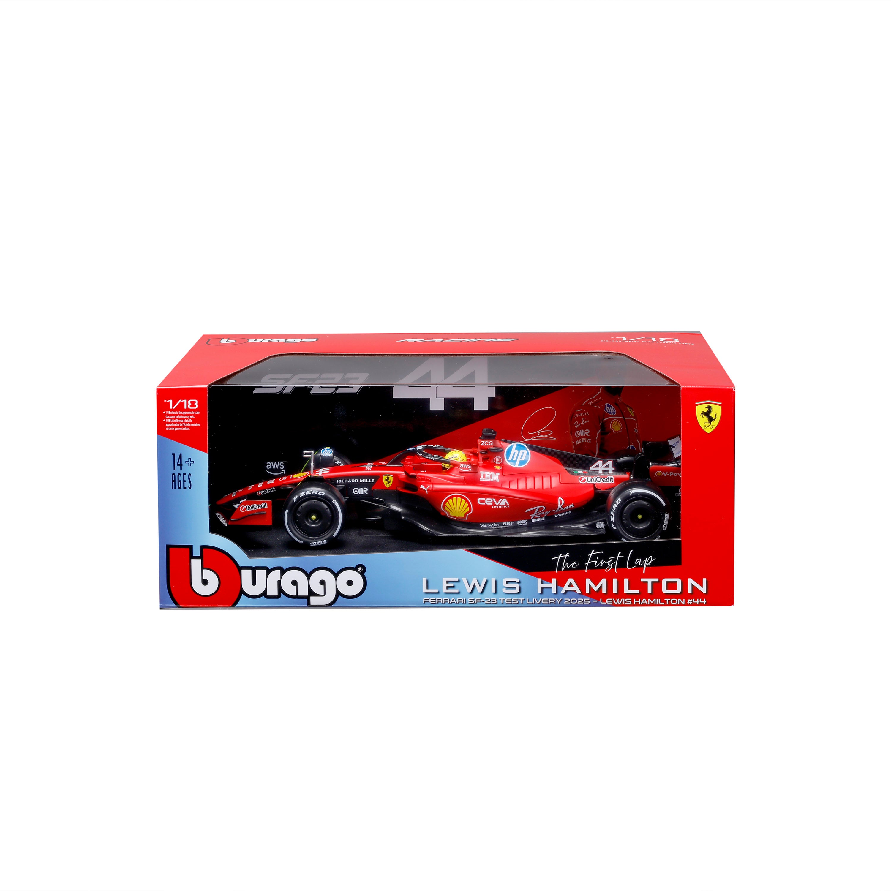 Ferrari SF-23 #44 Hamilton Test Fiorano 1:18 Diecast Red | Burago