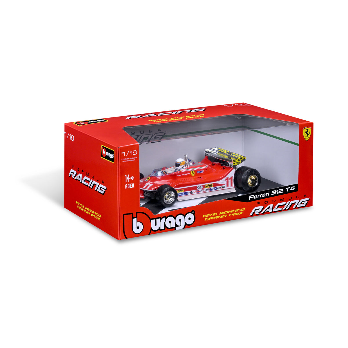 Burago Ferrari 312 T4 J. Scheckter Italy World Champion 1979 1/18 18-16814#11-MB Burago Ferrari 312 T4 J. Scheckter Italy World Champion 1979 1/18 18-16814#11-MB