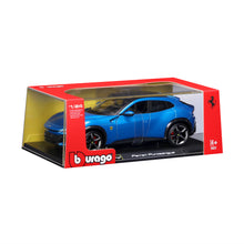 Ferrari Purosangue Blue 1:24 with display case - Esclusiva Webshop