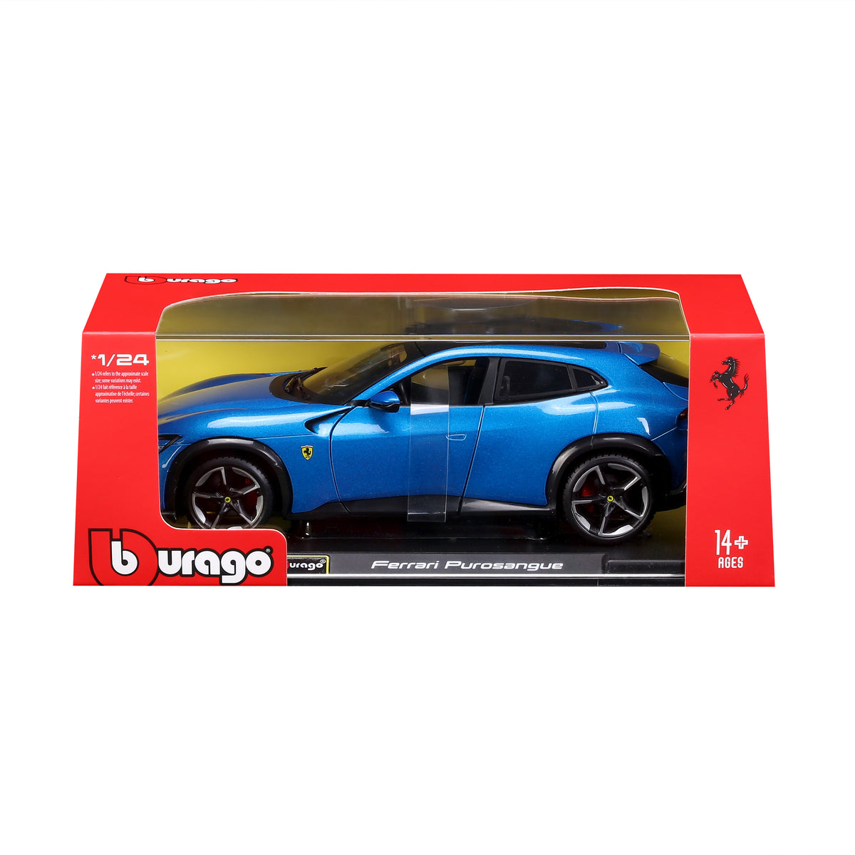 Ferrari Purosangue Blau 1:24 mit Vitrine - Web-exklusiv