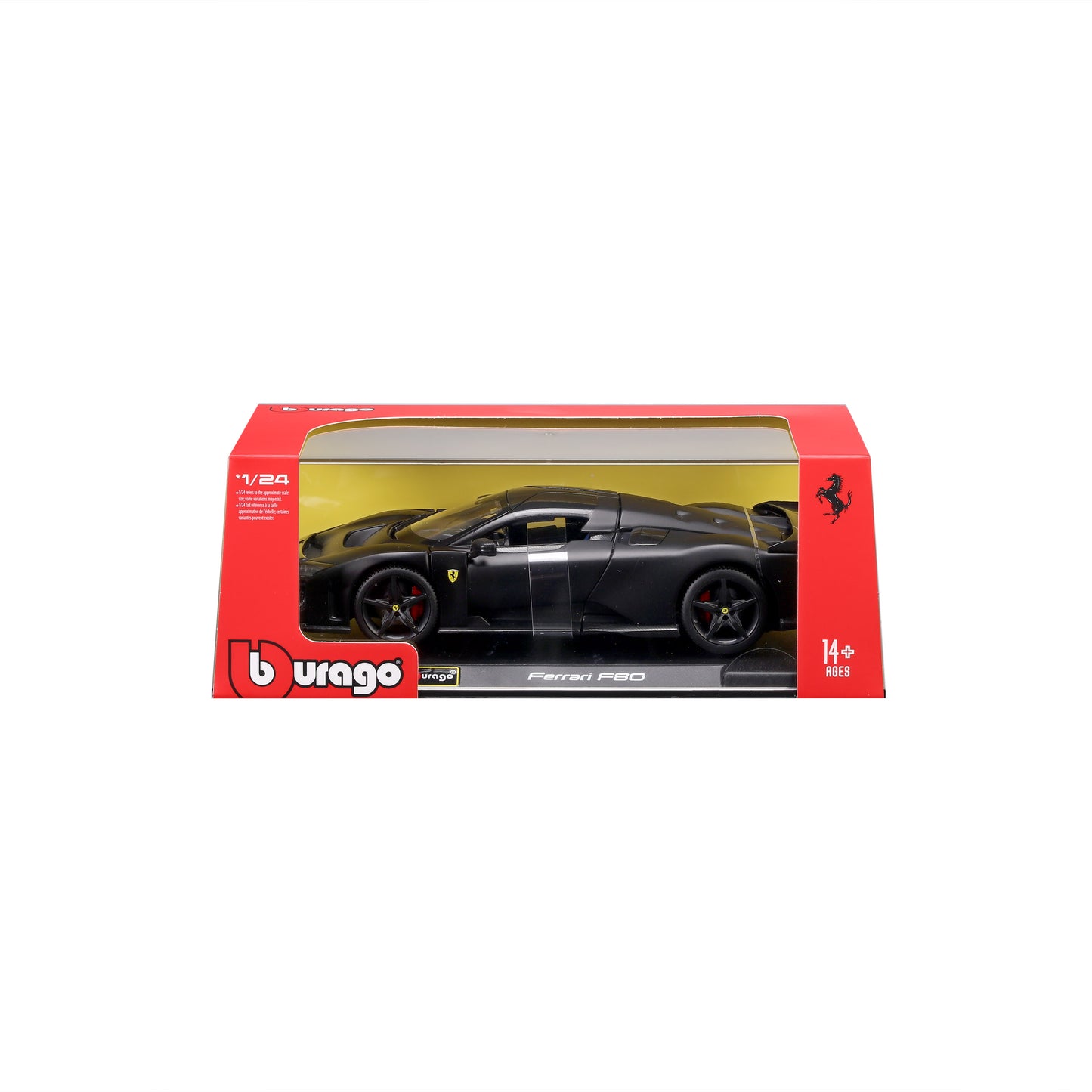 Ferrari F80 1:24 Matte Black mit Vitrine - WEB EXKLUSIV