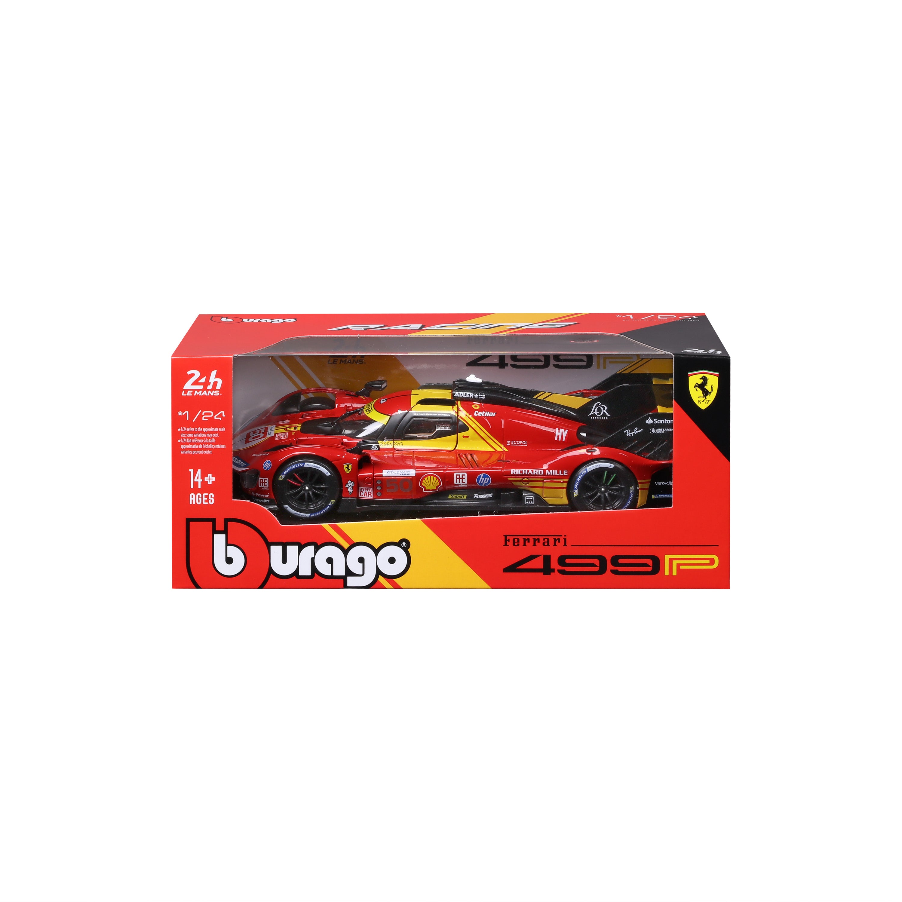 Ferrari 499P 2024 24h Le Mans Champion #50 Red 1:24 Scale | Burago