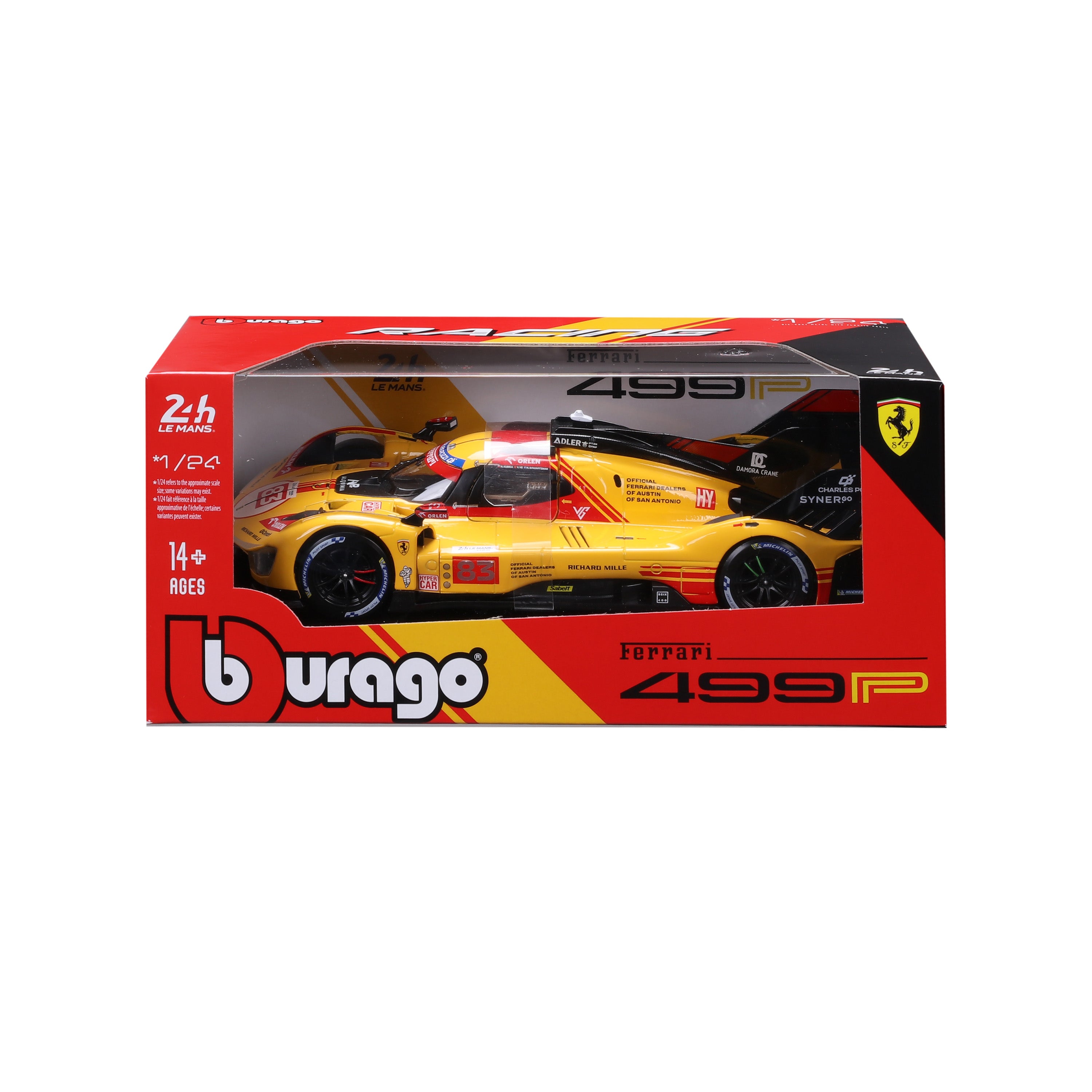 Ferrari 499P 24H Le Mans Hypercar 2024 #83 Yellow 1:24 Scale