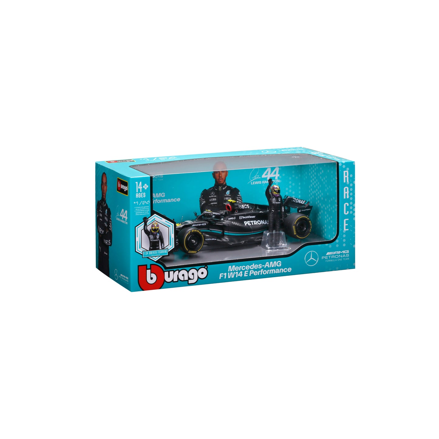 Mercedes W14 E Performance #44 Lewis Hamilton F1 2023 – Modellino Diecast Scala 1:24 con Pilota
