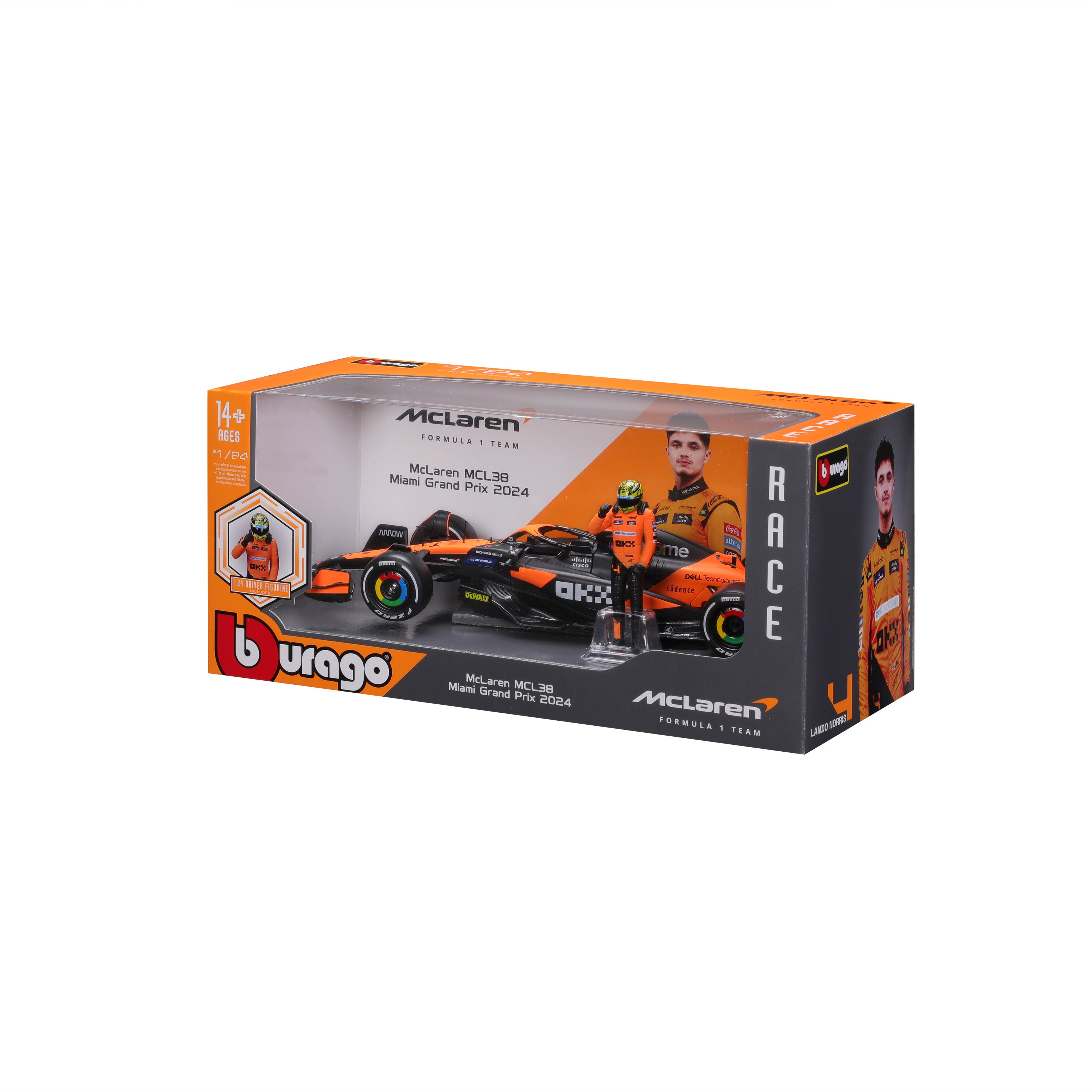 McLaren MCL38 Lando Norris #4 F1 2024 Diecast Model 1:24 Papaya