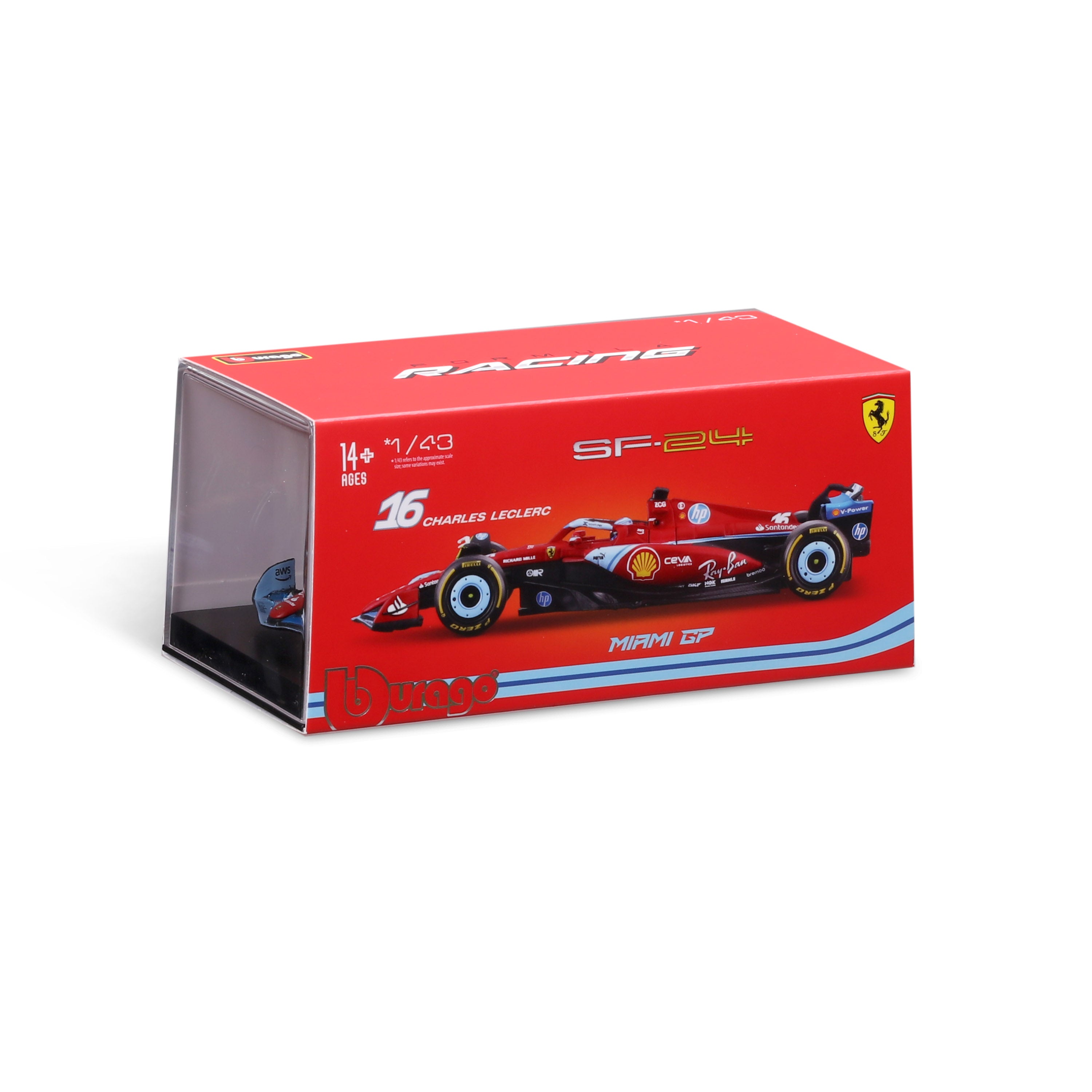 Ferrari F1 SF-24 Leclerc #16 Miami GP 2024 Red Blue 1:43 with