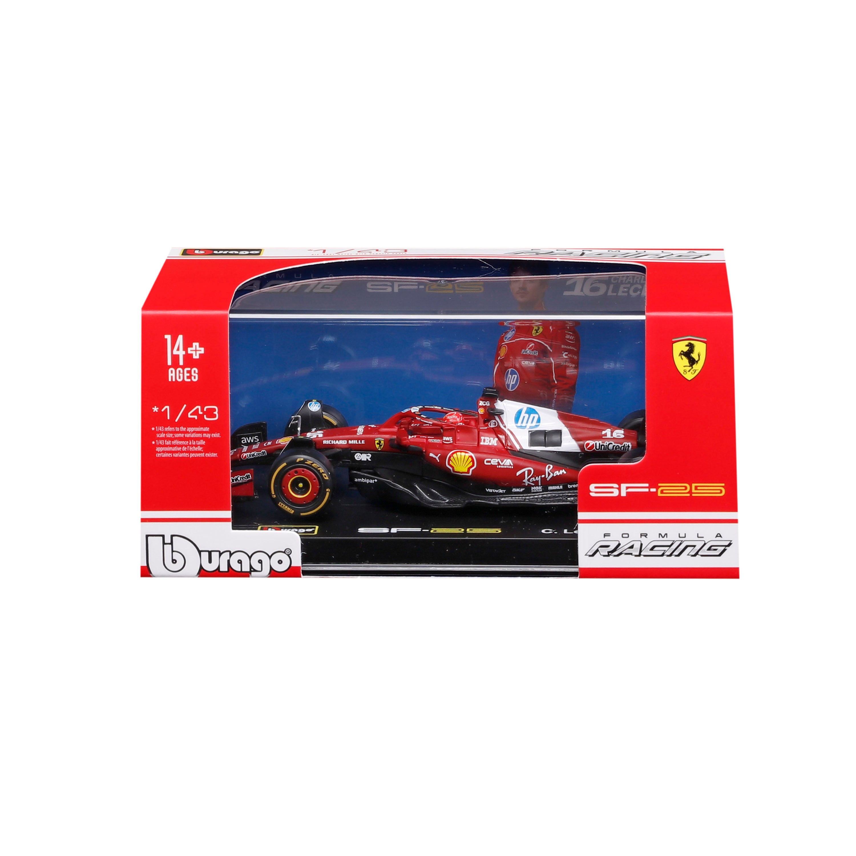 Ferrari SF-25 Charles Leclerc #16 F1 2025 1:43 with display case