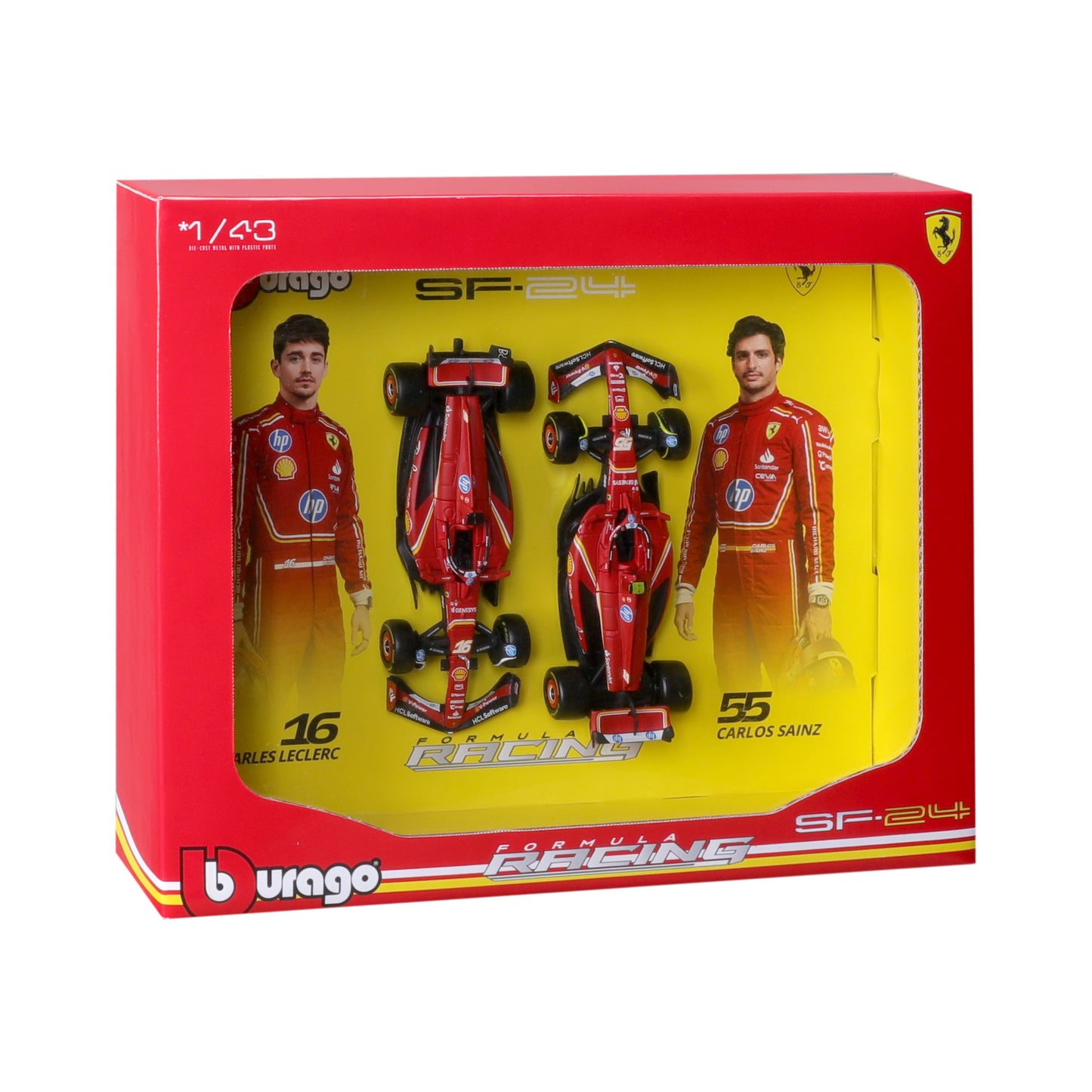 Set 2 Modellini SF-24 #16 Charles Leclerc / #55 Carlos Sainz F1 2024 in Scala 1:43 Livrea Imola