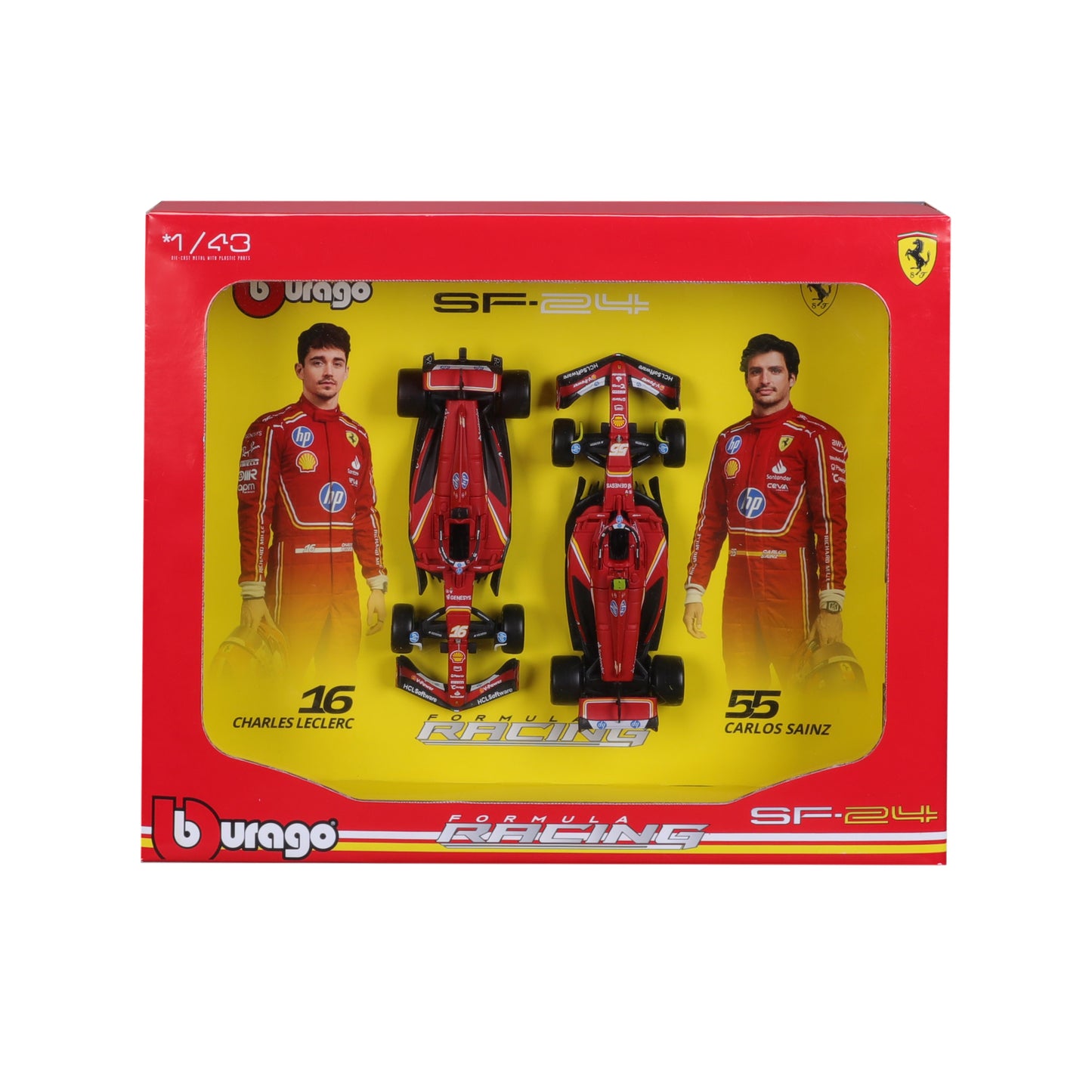 Set 2 Modellini SF-24 #16 Charles Leclerc / #55 Carlos Sainz F1 2024 in Scala 1:43 Livrea Imola