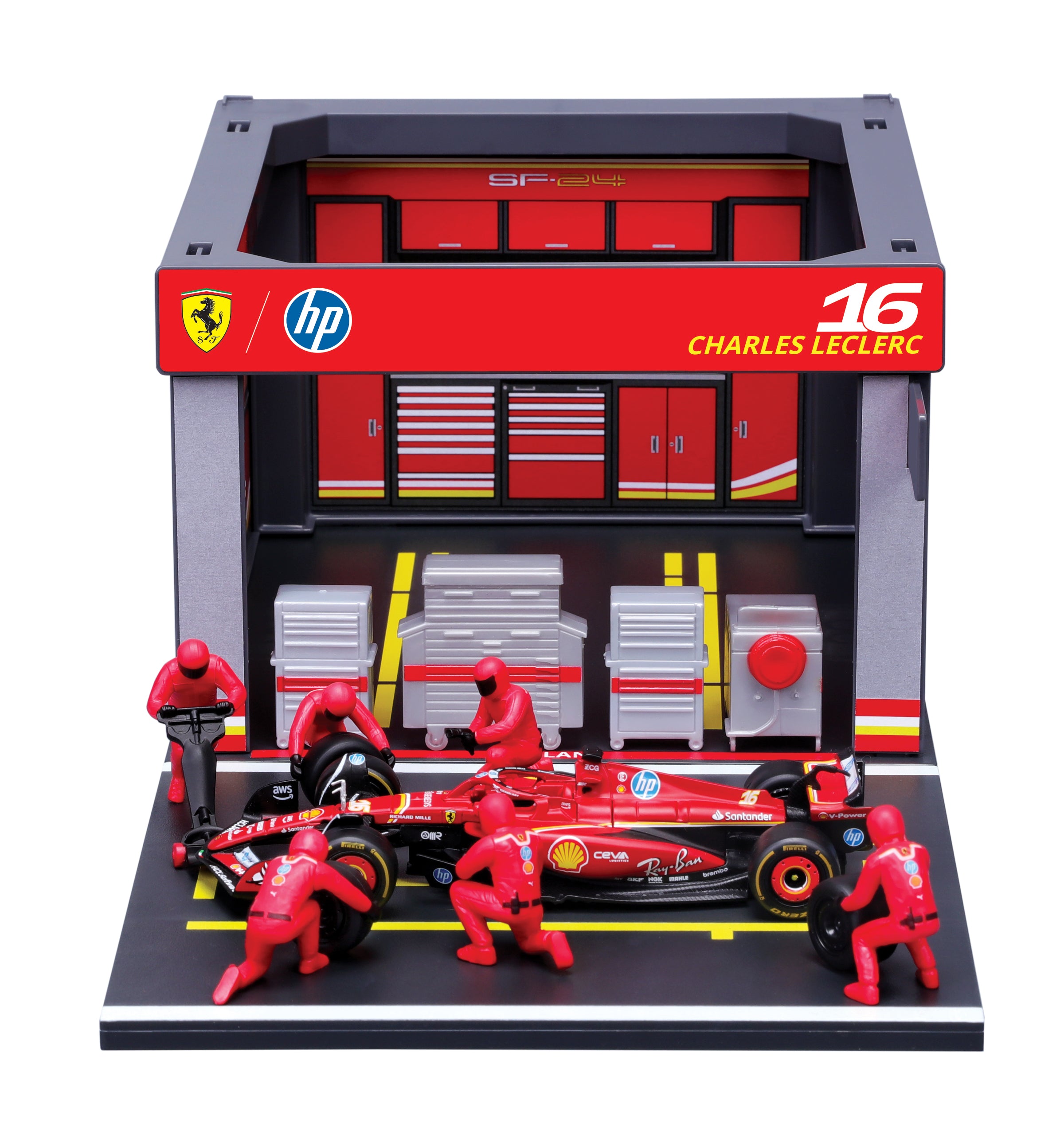 Pit Stop Ferrari SF-24 #16 Charles Leclerc Red 1:43 Scale | Burago
