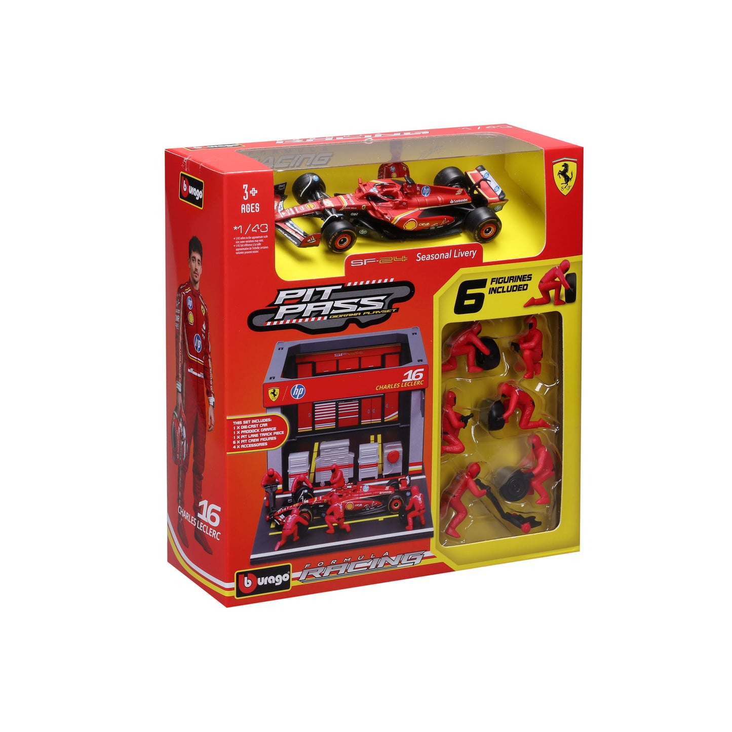 Pit Stop Ferrari con SF-24 #16 Charles Leclerc Modellino Diecast Scala 1:43 F1 2024