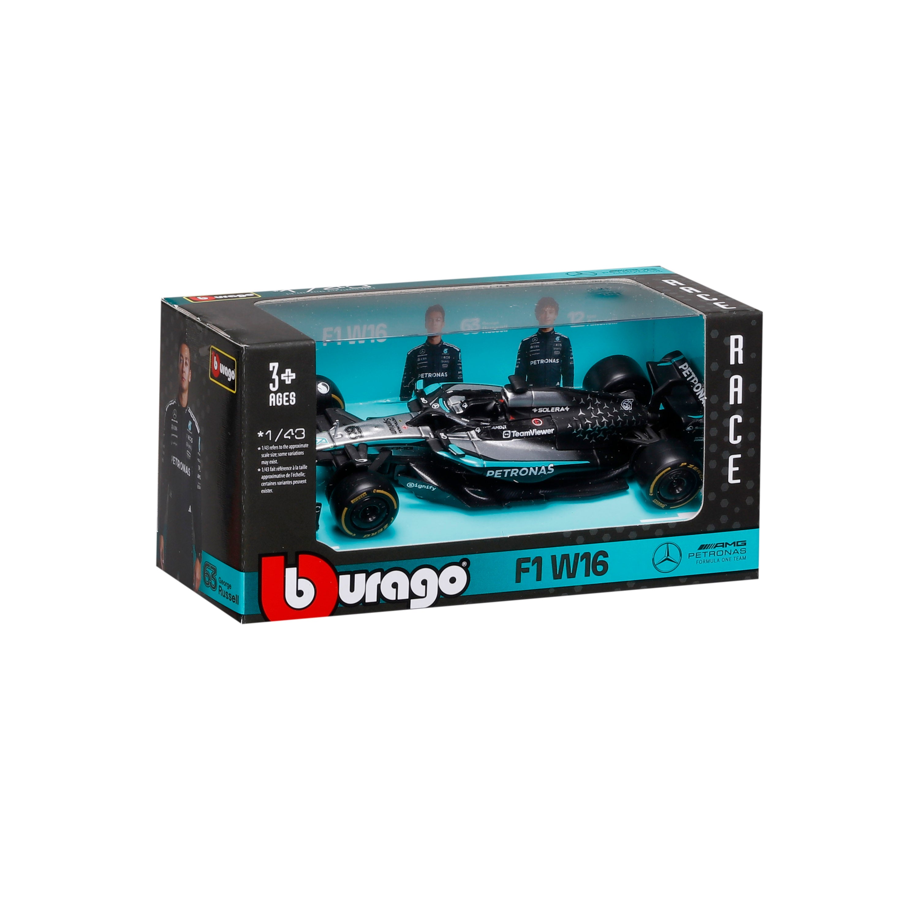 F1 Mercedes-AMG W16 2025 #63 George Russell Silver Turquoise 1:43