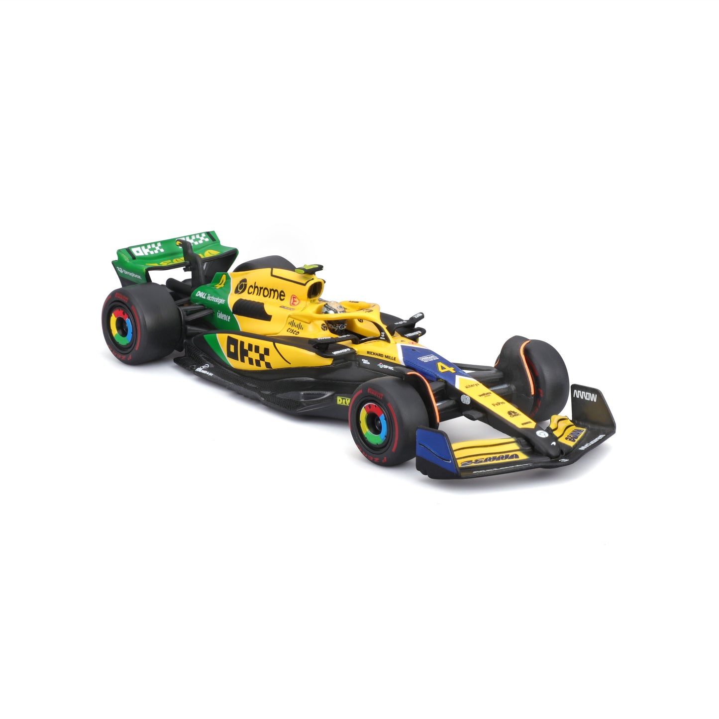 McLaren F1 MCL38 Lando Norris #4 GP Monaco 2024 Senna 30th Anniversary Livery 1:43 with driver and display case