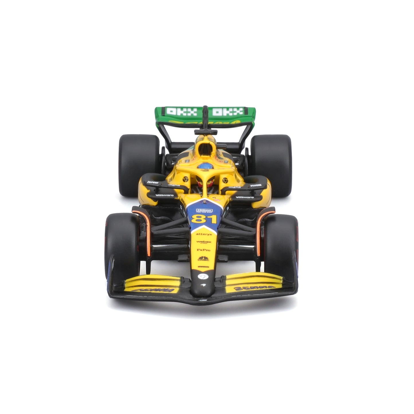 McLaren MCL38 #81 Oscar Piastri Monaco GP 2024 con Livrea Senna 30° Anniversario in scala 1:43 con pilota e teca espositiva