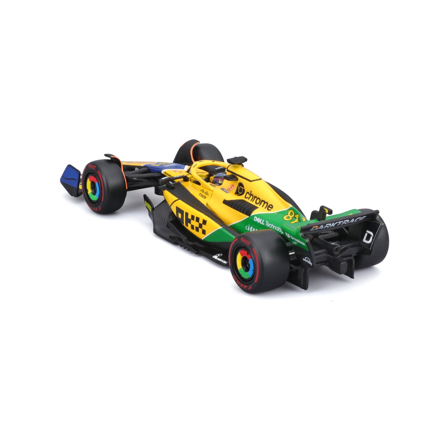 McLaren MCL38 #81 Oscar Piastri Monaco GP 2024 con Livrea Senna 30° Anniversario in scala 1:43 con pilota e teca espositiva