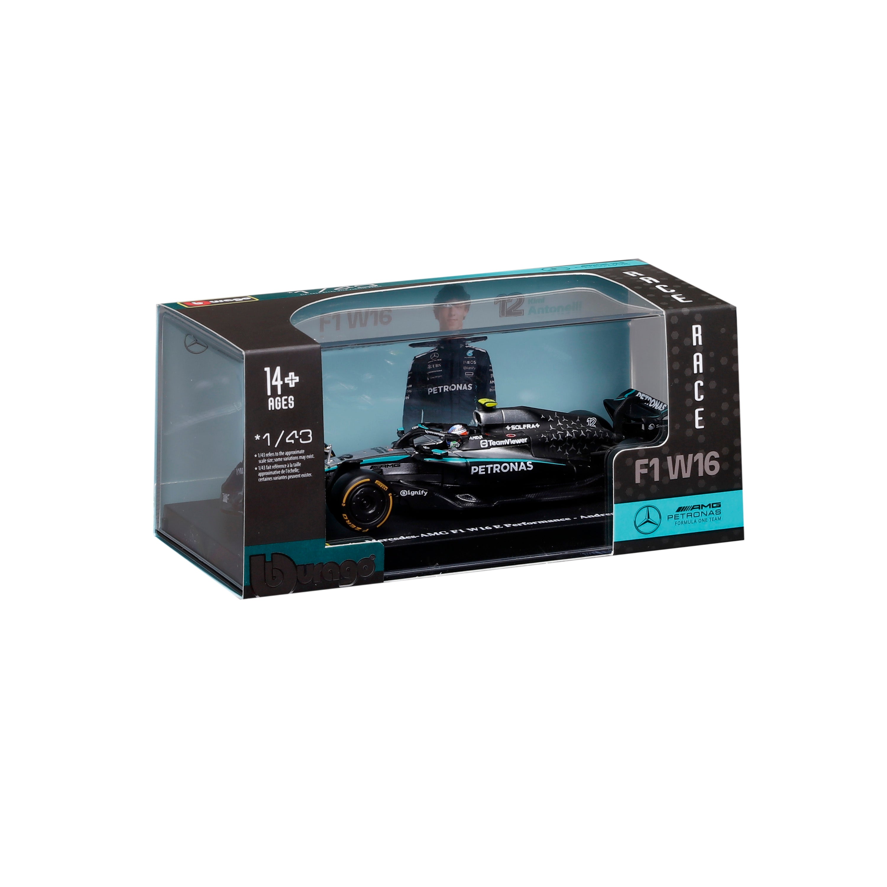 F1 Mercedes-AMG W16 2025 #12 Kimi Antonelli 1:43 Silver Turquoise
