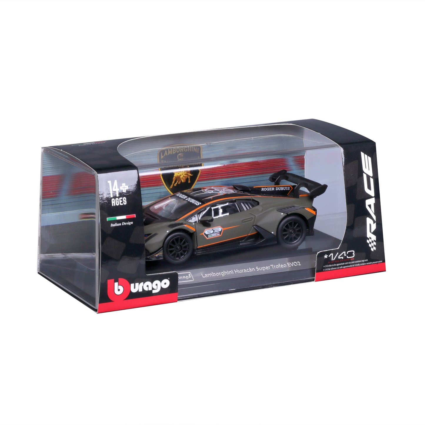 Lamborghini Huracán Super Trofeo EVO2 1:43 vert métallisé avec vitrine