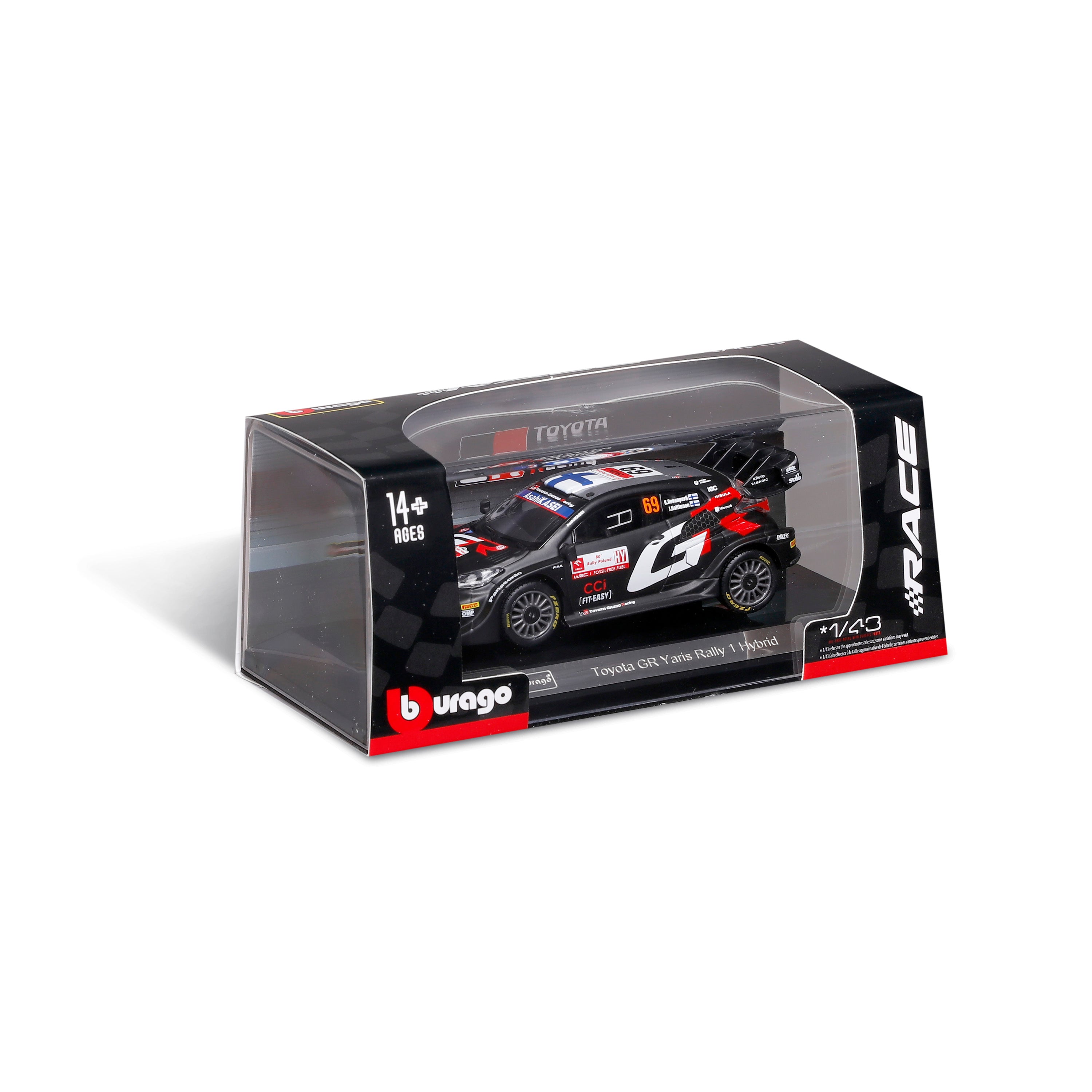Toyota GR Yaris Rally 1 Hybrid #69 1:43 with display case – Burago
