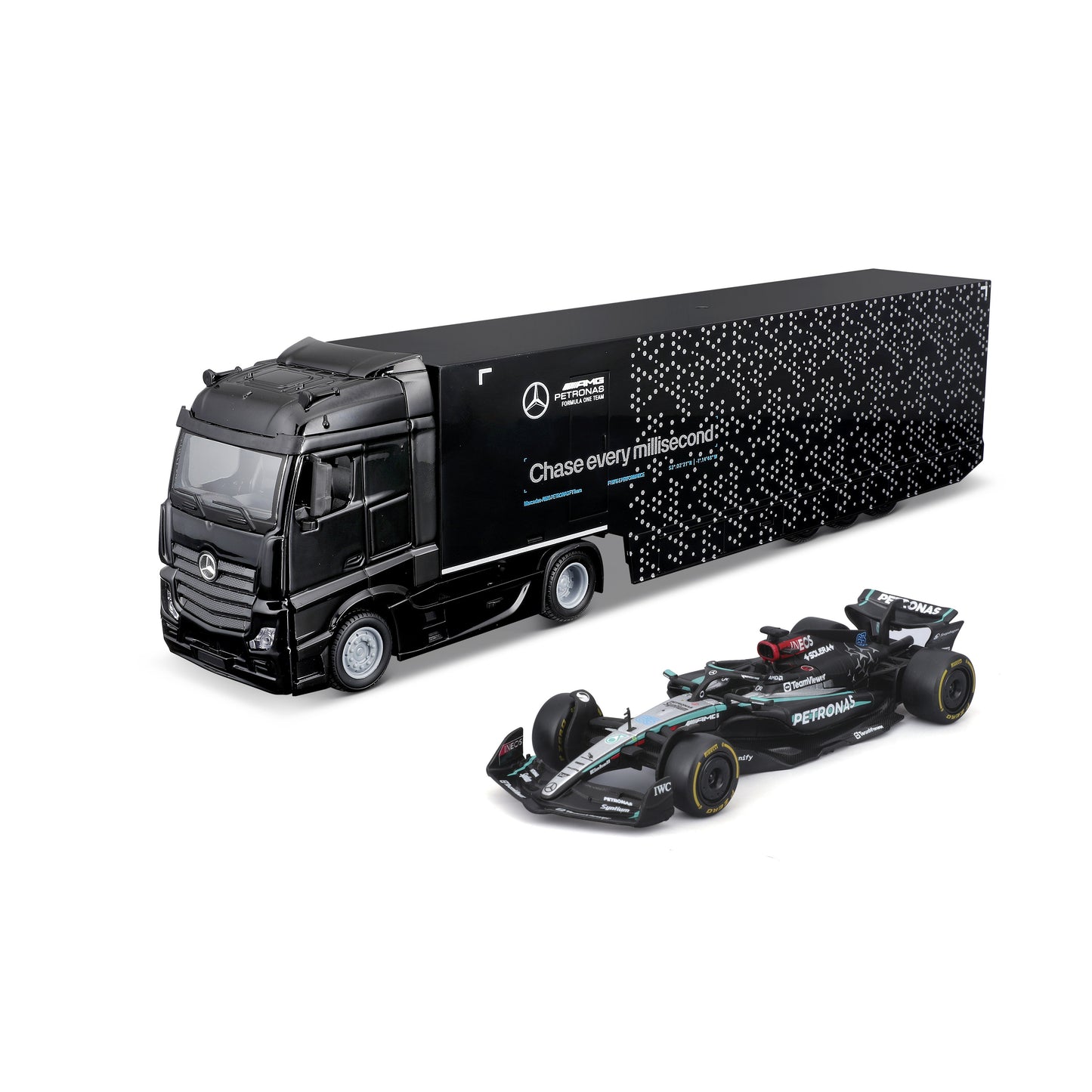 Mercedes-AMG Semi Truck with Mercedes W15 #63 George Russell – 1:43 Diecast Model