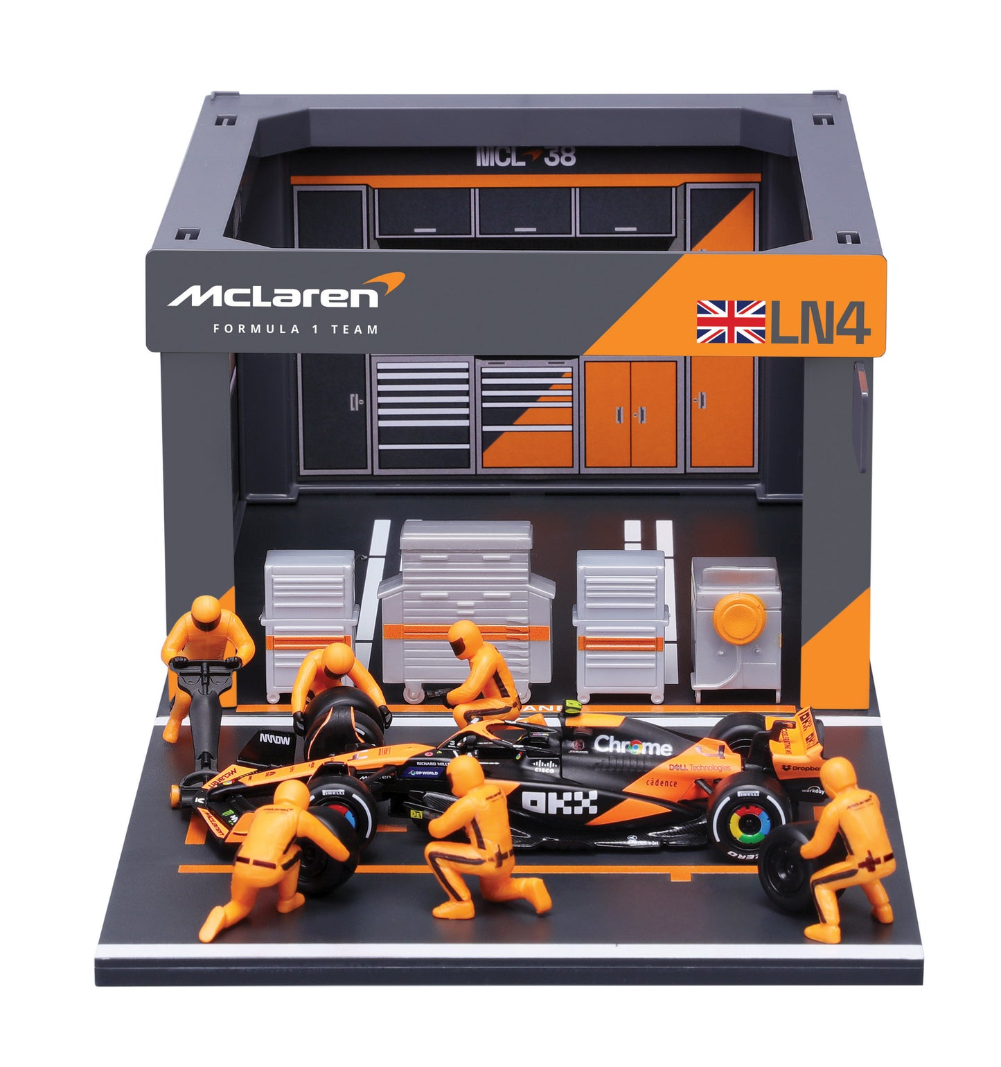 Pit Stop McLaren con MCL38 #4 Lando Norris Modellino Diecast Scala 1:43 F1 2024