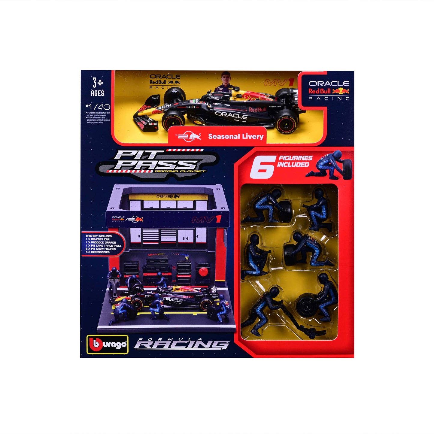 Pit Stop Red Bull con RB20 #1 Max Verstappen Modelo Diecast Escala 1:43 F1 2024