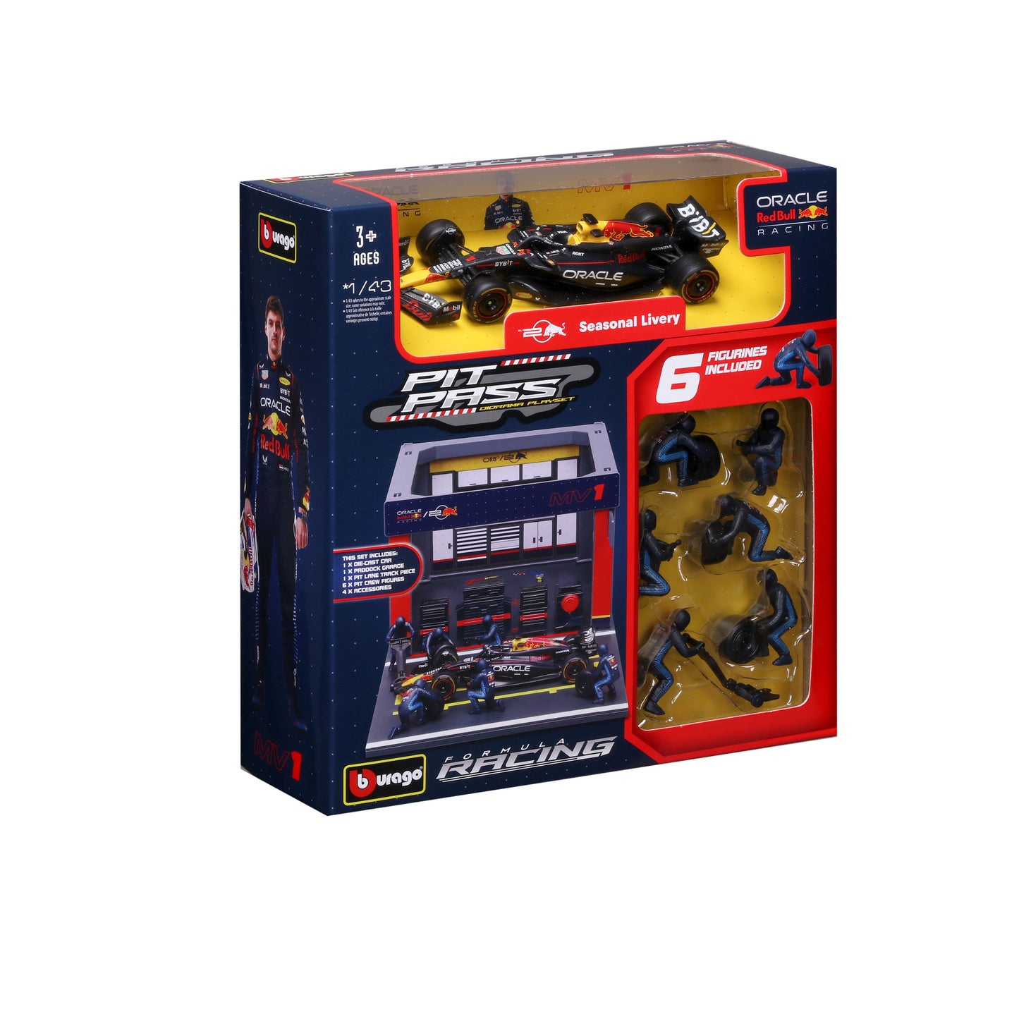 Pit Stop Red Bull con RB20 #1 Max Verstappen Modelo Diecast Escala 1:43 F1 2024