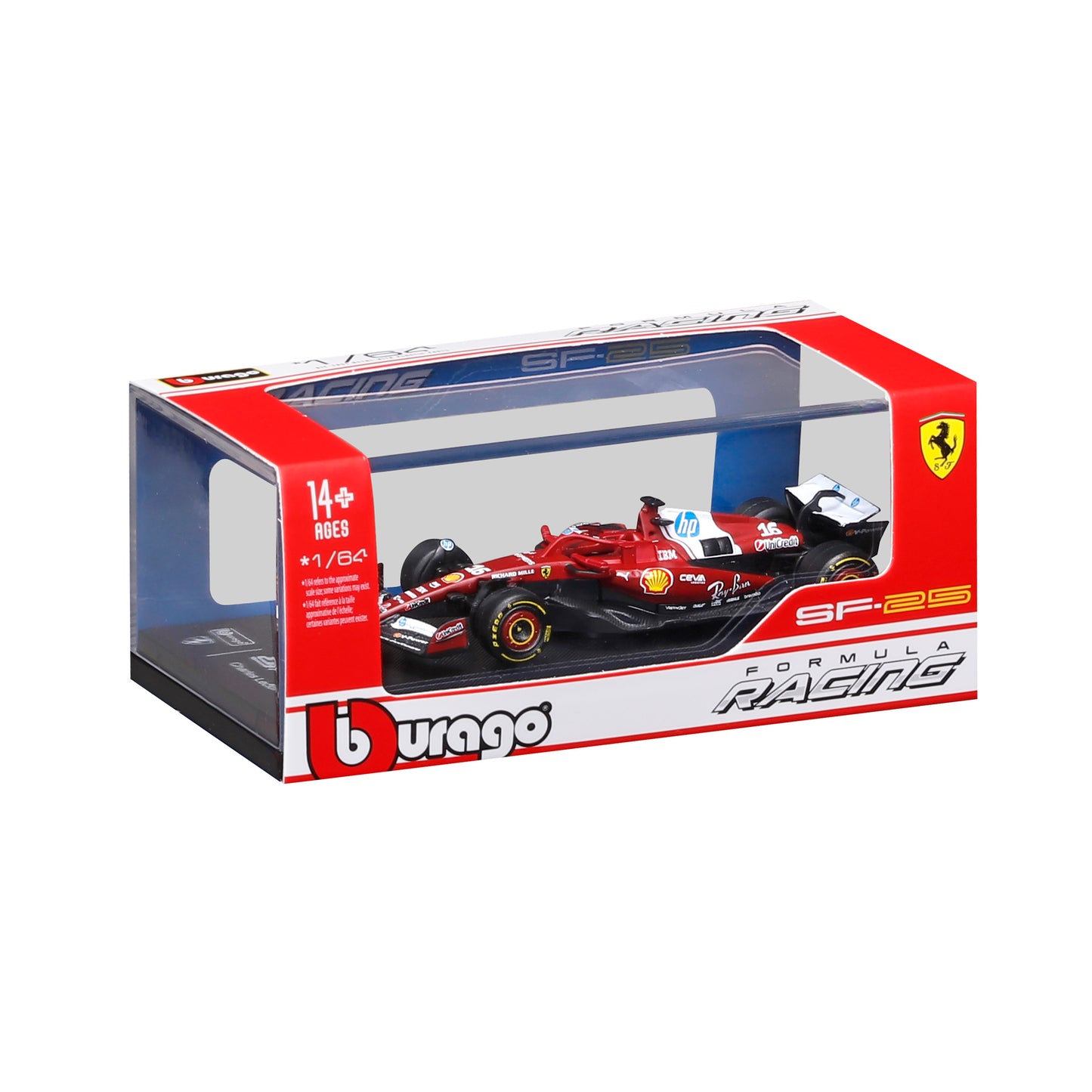 Ferrari SF-25 #16 Charles Leclerc 1:64 with display case