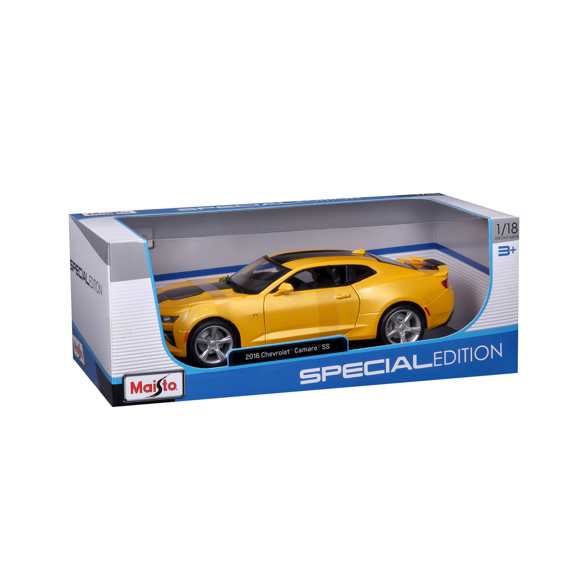 Chevrolet Camaro 2016 Yellow with Black Stripes 1:18