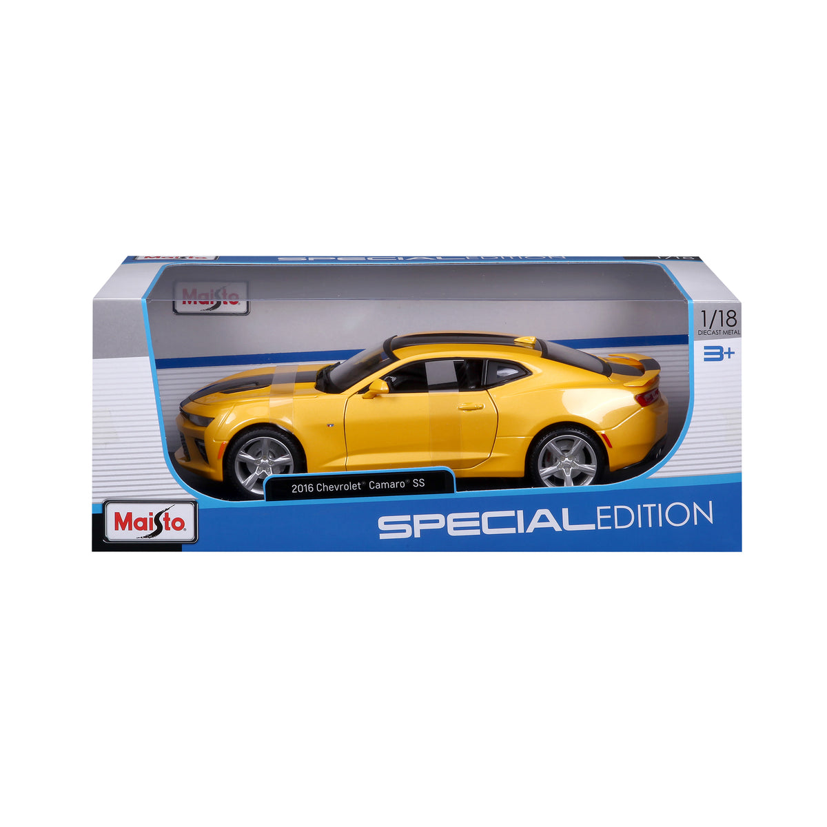 Chevrolet Camaro 2016 Yellow with Black Stripes 1:18