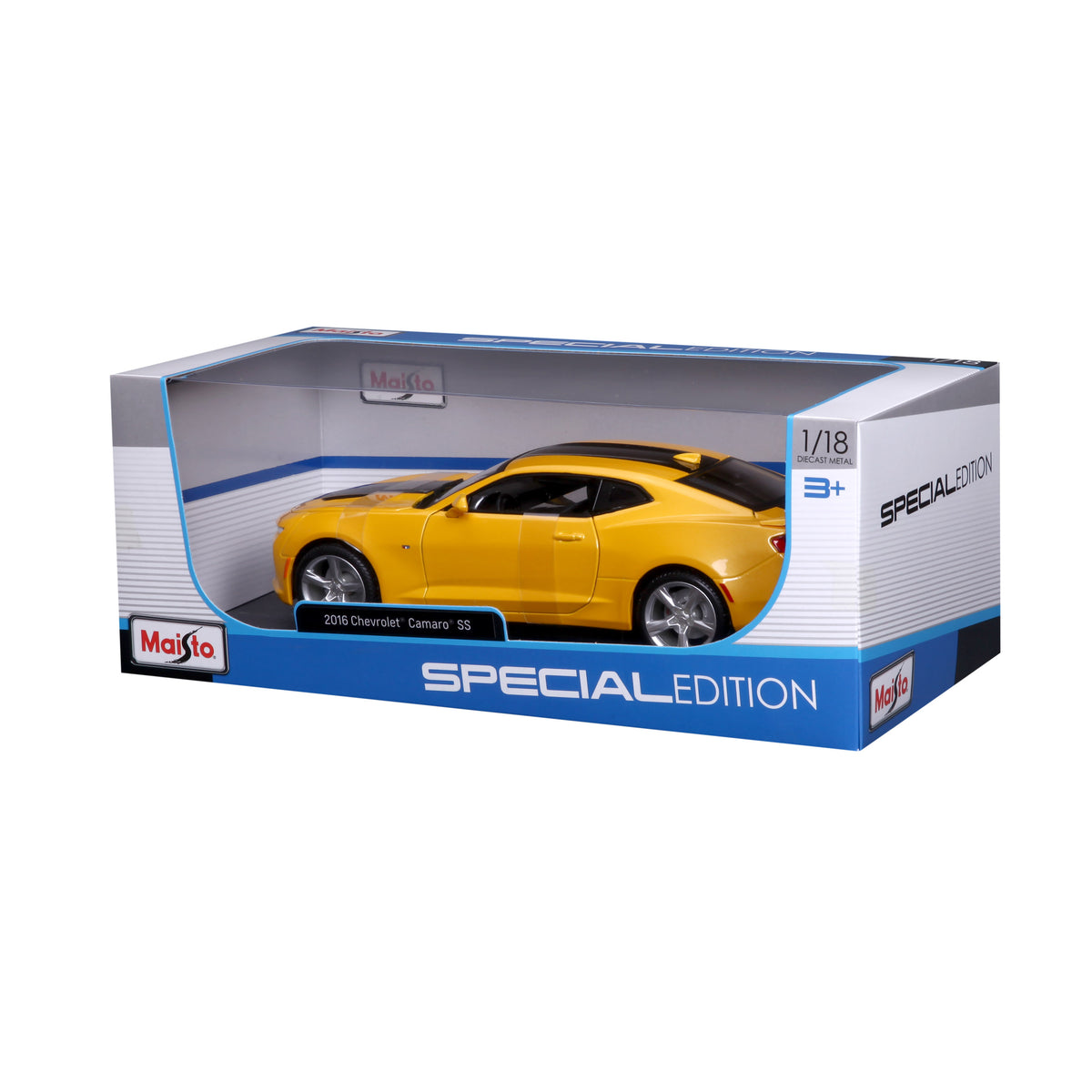 Chevrolet Camaro 2016 Yellow with Black Stripes 1:18