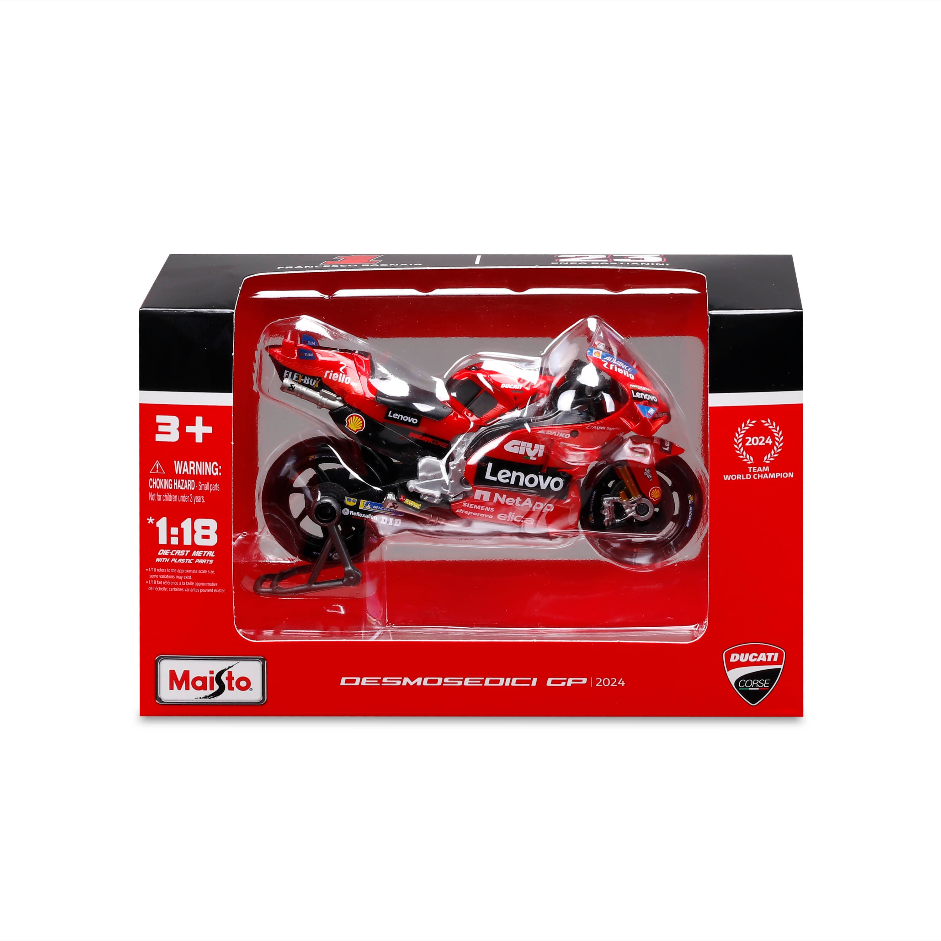 Ducati Lenovo Team 2024 #1 Francesco Bagnaia Diecast Model 1:18
